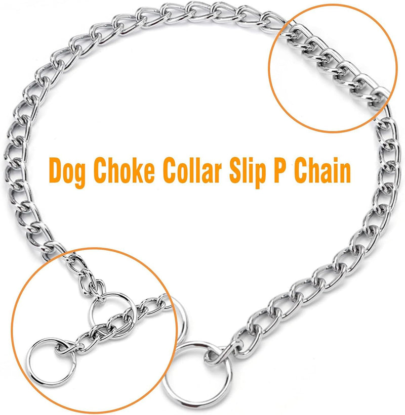 Silver Dog Chain Collars,Heavy Training Metal Dog Collar, Adjustable Slip Link Martingale Puppy Collars for XXS XS Small Medium Large Big XL Breed Dogs, XL Silver XL(Neck Max 22inch)D4mm - PawsPlanet Australia