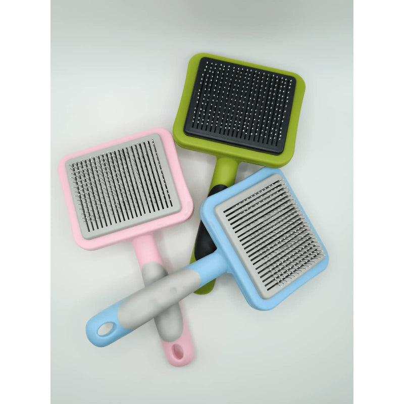 IOO Grooming Brush For Cat And Dog, Self Cleaning Slicker Brushes For Pet， Pet Grooming Brush Can Gently Removes Loose Undercoat, Mats Tangled Hair Slicker Brush for Pet Massage Cleaning (blue) blue - PawsPlanet Australia