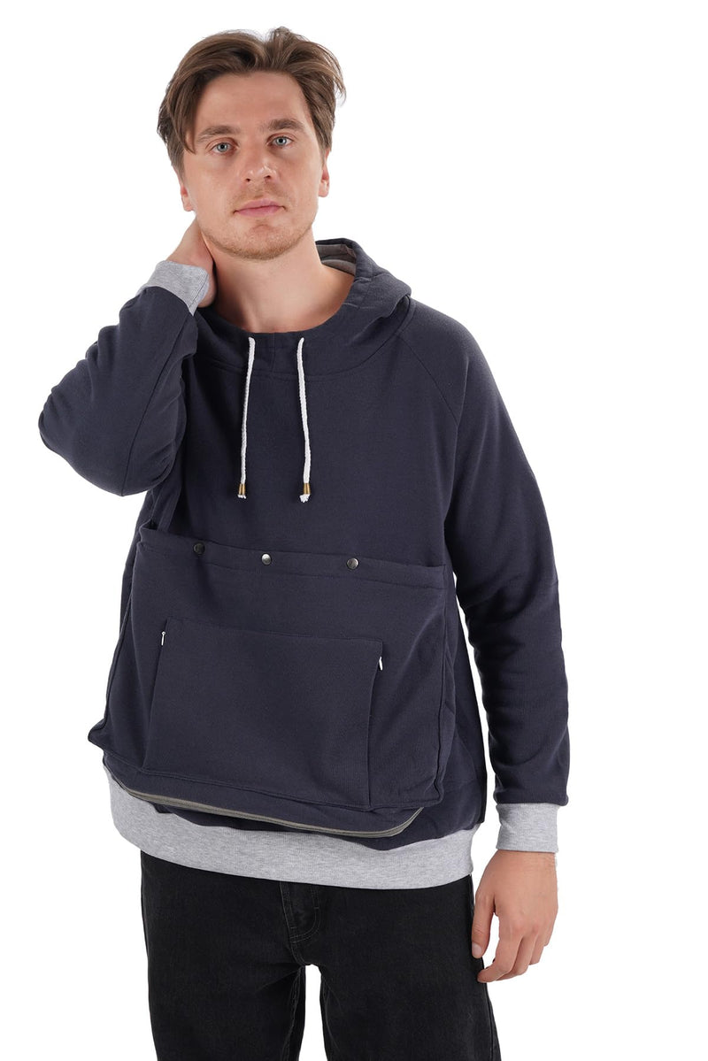 ALYC Cat Dog Carrier Hoodie Big Pet Pouch Sweatshirt Puppy Kitten Holder Carrier Pullover Top Kangaroo Unisex Hoodies Small Navy - PawsPlanet Australia