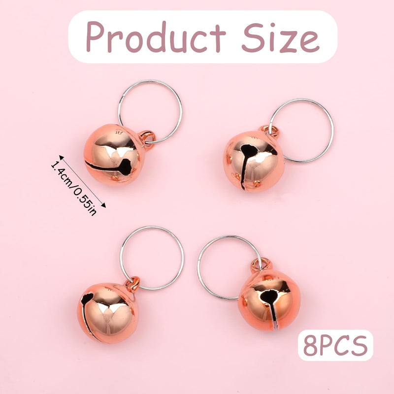 Cat Bell, 8 PCS Bell for Dog Collar Charm Dog Collar Bell Round Dog Bells Cat Bells for Collar Loud Dog Training Bell with Pet Collar Accessories Dog Collar Bells for Small Dogs Cat (Rose Gold) - PawsPlanet Australia