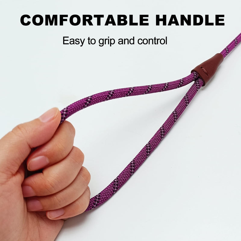 7ft Slip Lead Dog Leash for Small Dogs, Anti-Pull Puppy Training Lead, Lightweight Pet Slip Rope Leash Easy On/Off, Purple 1/4'' x 7 FT - PawsPlanet Australia