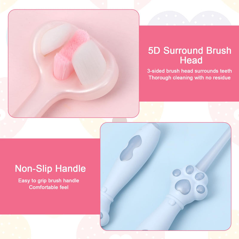 3-Sided Dog Toothbrush, 2 Pack Puppy Toothbrushes, Ultra Soft Dog Teeth Cleaning kit, Pet Dental Oral Care, Dogs Toothbrush Kit for Small and Medium Dogs (Pink, Blue) - PawsPlanet Australia