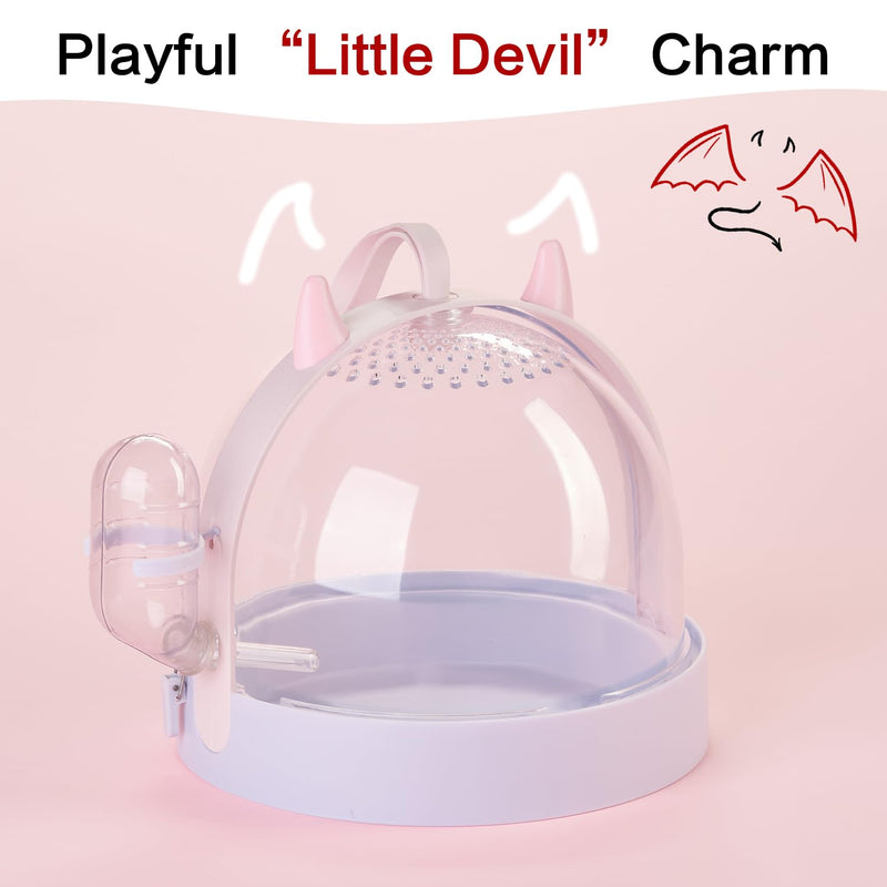 Hamster Carrier Cage, Portable Small Pet Carrier Cage with Pink Little Devil Design & Drinking Bottle Accessories for Dwarf Hamster, Guinea Pig, Chinchilla, Gerbils, Mouse, Hedgehog, Travel Friendly - PawsPlanet Australia