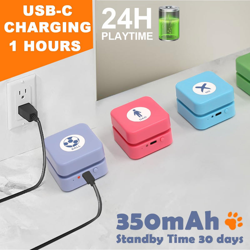 Rechargeable Dog Buttons for Communication Starter Pack,Voice Recording Buttons Set Training Pets Funny Gifts Study Office Home 3 Counts 35 Stickers Rechargeable 3 Counts + + Stickers - PawsPlanet Australia