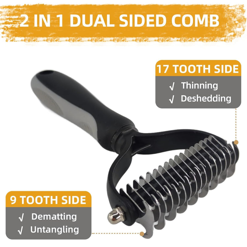 Dog Brush for Grooming,9 PCS in One Pet Slicker Hair Brush Kit with Pet Nail Clipper and File - Dog Cat Grooming Deshedding Undercoat Rake Brush Comb for All Small Large Dogs Cats Grey 9-Grey