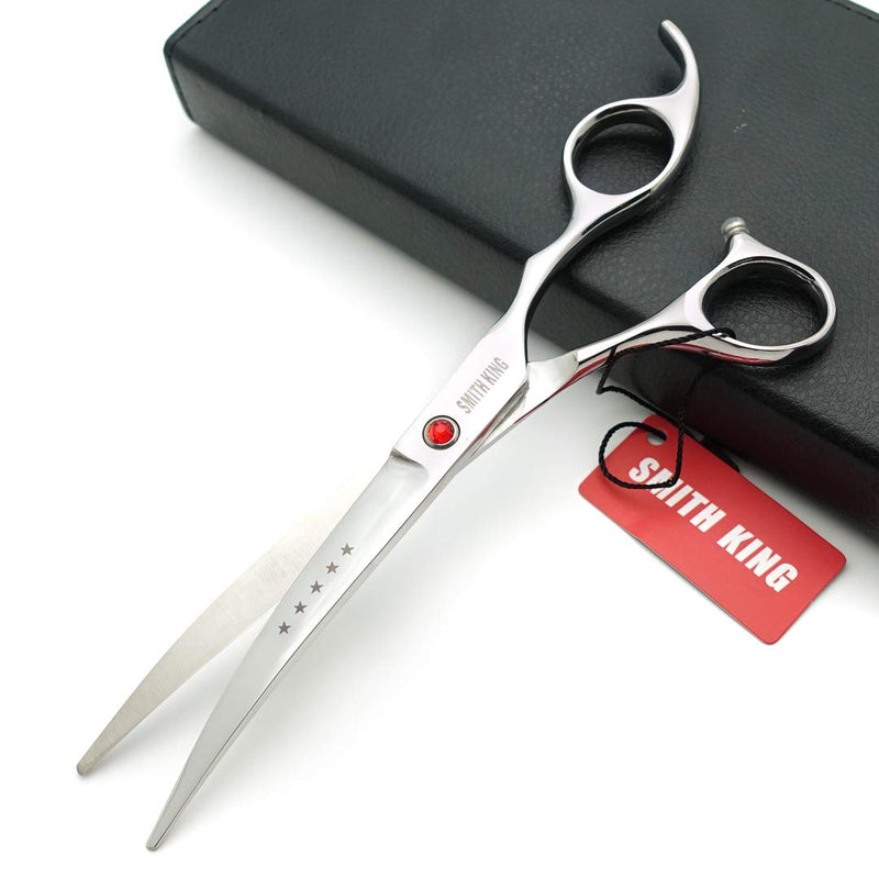 7.0 inches Professional Dog Grooming Scissors Set Straight & thinning & Curved 4pcs in 1 Set (Silver)