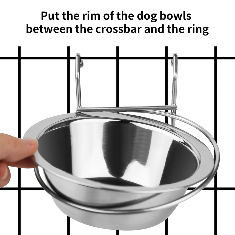 2PCS Hanging Dog Bowls for Kennel Outside or Inside, 8oz Stainless Steel Dog Crate Water Bowl No Spill, Dog feeder Food holder Puppy Bowls for Small Dog Crate,Dog Cage Dog Kennel Accessories - PawsPlanet Australia