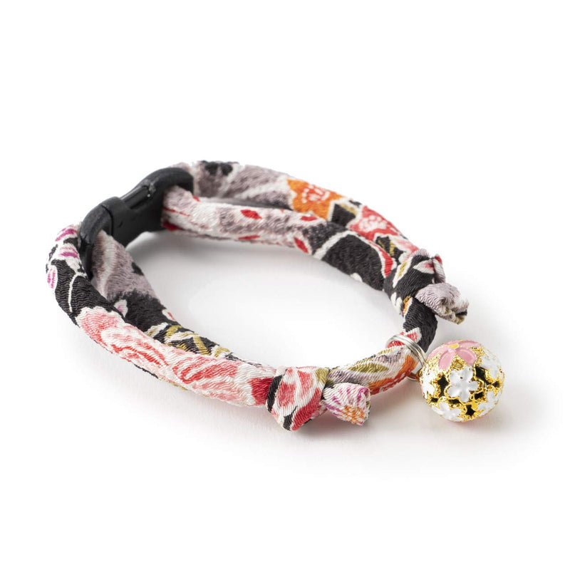 Chirimen Sakura Cat Collar Black