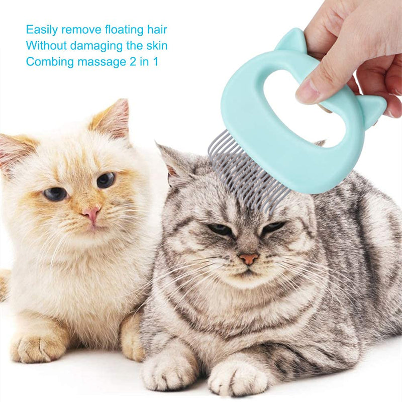 2 Pcs Cat Combs, Soft Fine Teeth Cat Hair Comb Pet Massage Comb, Short Long Hair Removal Massage Cat Shell Comb, Dog Cat Deshedding Brush Grooming Comb for Shedding Matted Fur, Knots & Tangles (blue) blue - PawsPlanet Australia