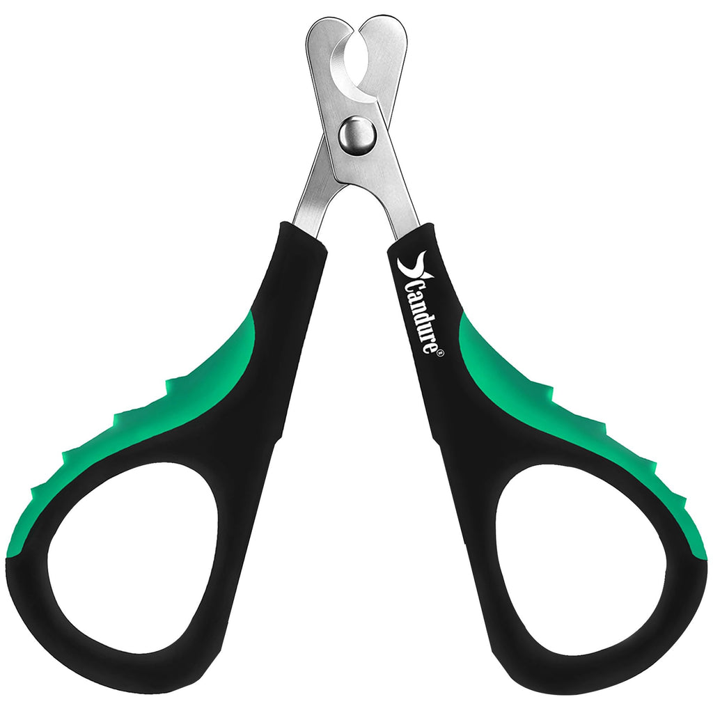 Candure Cat Nail Clippers for Indoor Cats, Rabbits, Hamsters, Birds with Precise Angled Edges to Ensure Easy & Safe Trimming Stainless Steel Cat Nail Trimmer for At-Home Cat Grooming Dark Green Small