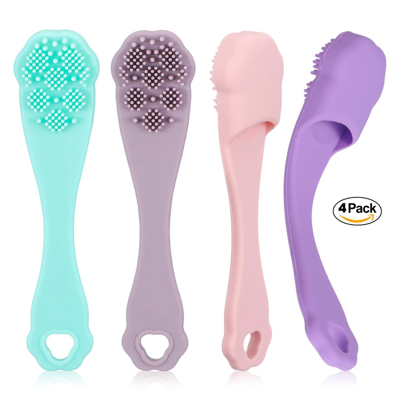 4 Pack Dog Finger Toothbrush Small Breed, Silicone Dog and Cat Finger Toothbrush Kit Food Grade, Easily Clean Teeth Dirt