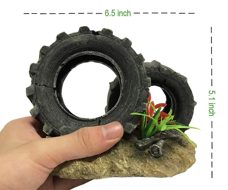 SLOCME Aquarium Tyre Decorations - Resin Material Tyre Decorations，Fish Tank Tyre Ornament Aquarium Environment Friendly Decorations - PawsPlanet Australia
