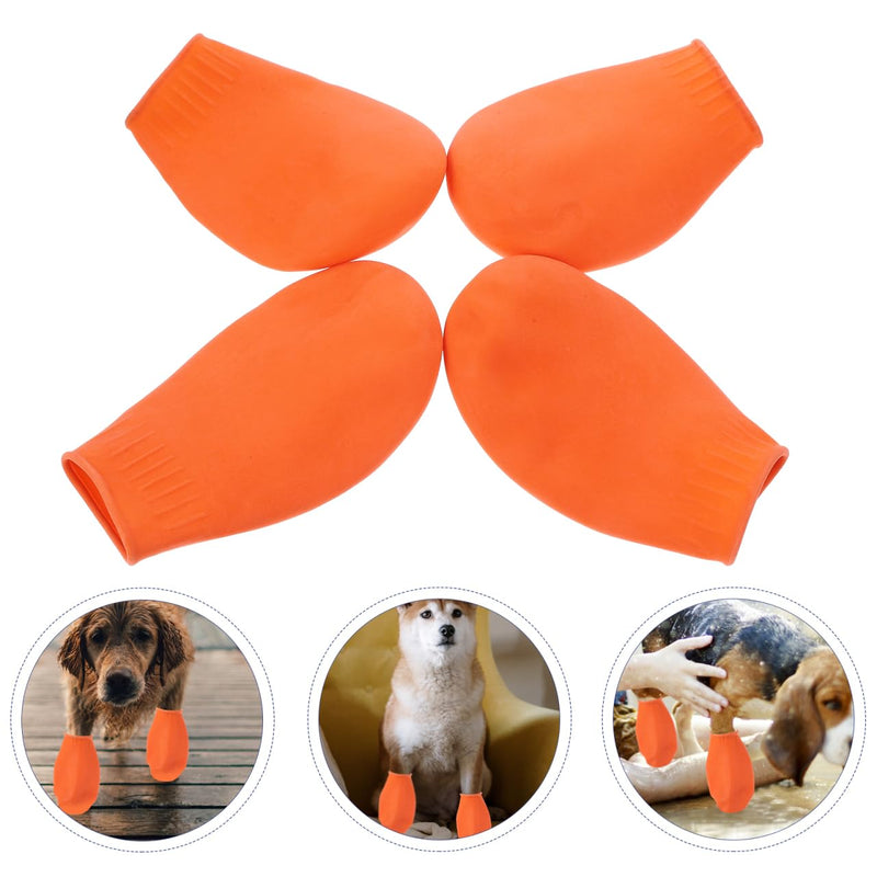 Waterproof Pet Shoes - 4Pcs Non-Slip Durable Dog Boots for Outdoor Protection Rain & Snow Paw Covers for Cats and Dogs Easy on/Off Size Suitable for Small Pets M Orange