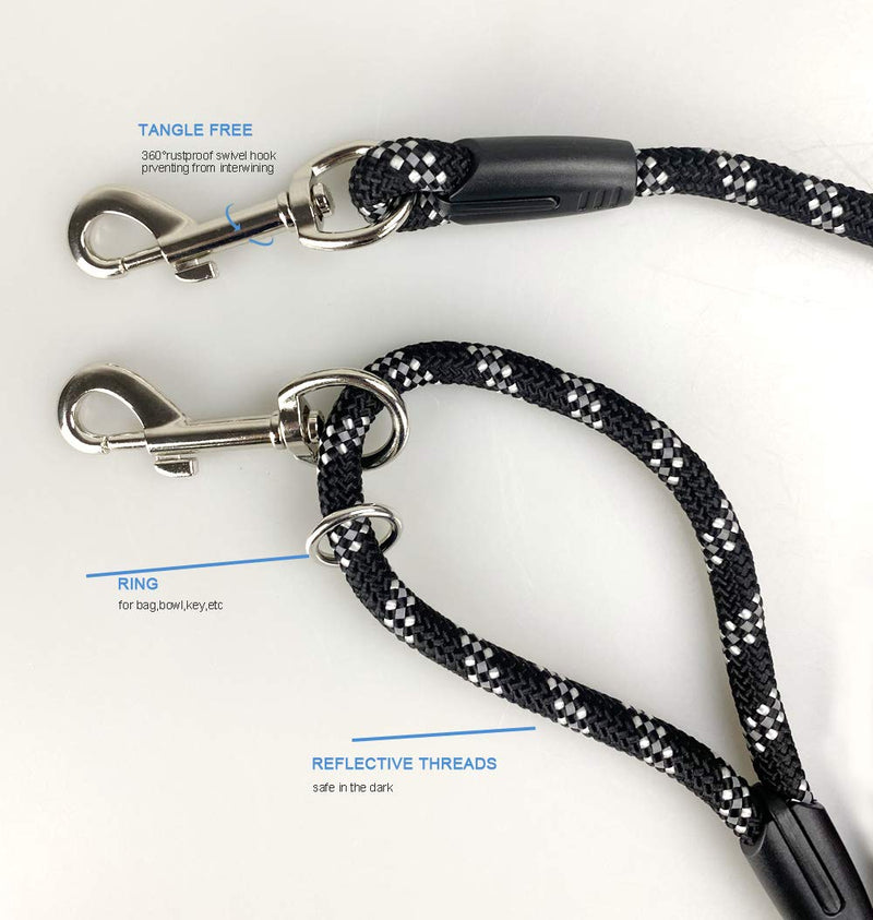 Long Rope Dog Leash for Dog Training 12FT 20FT 30FT 50FT, Reflective Threads Dog Cat Leashes Tie-Out Check Cord Recall Training Agility Lead for Large Medium Small Dogs (Black, 10mm*50ft) Black - PawsPlanet Australia