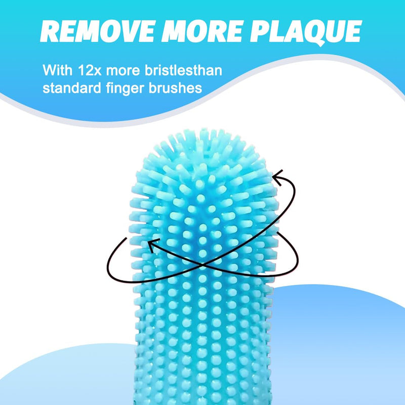 Pack of 5 Dog Toothbrushes, 360º Pets Teeth Cleaning Silicone Toothbrush, Fingerling Reusable, for Dogs, Puppies, Cats and Small Pets, Dental Care for Dogs, Cats, Dental Care (Blue) Blue