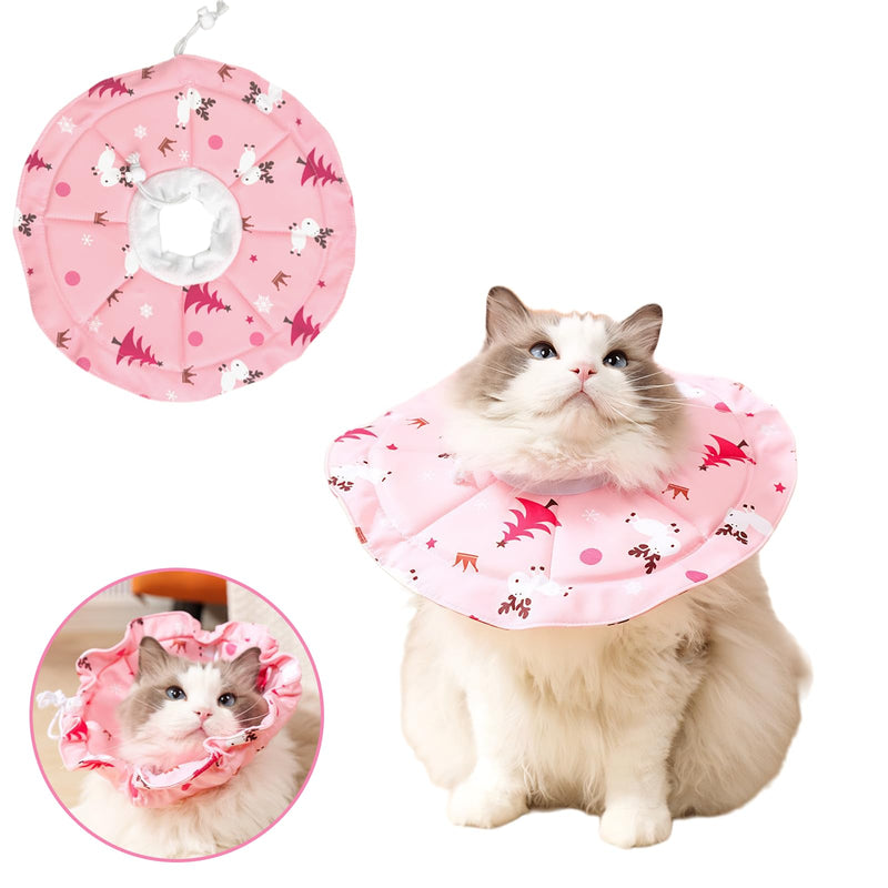 Soft Cat Cone Collar for Cats, Adjustable Recovery Collar with Cute Pink Pattern, Waterproof & Dirt-Proof, 2-Way Wear, Prevents Licking & Scratching,Cat Cone Collar Soft, Dog Cones for Small Dogs,(L) L
