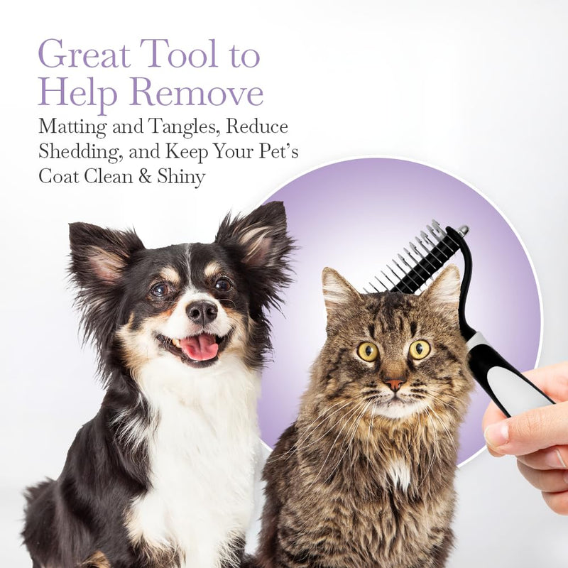 Fuller Brush Pet Dematting Comb – Stainless Steel Blades Remove Tangles, Knots & Mats – Safe for Dogs & Cats with Sensitive Skin – Comfortable Grip, Easy Grooming Tool Dual-Head - PawsPlanet Australia