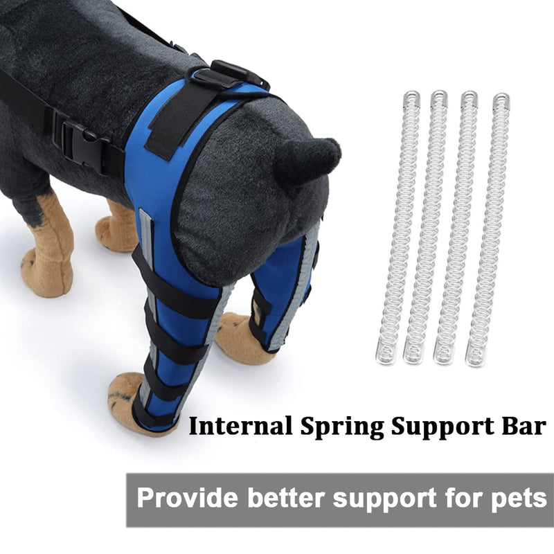 Dog Knee Brace Adjustable Dog Double Rear Leg Brace with Metal Hinged Flexible Support and Reflective Seat Belts Dog Acl Brace Hind Leg Blue (M) Medium - PawsPlanet Australia
