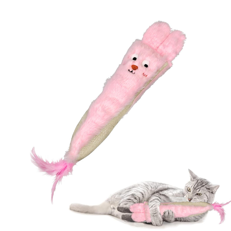 Andiker Catnip Toys for Indoor Cats,10.24inches Plush Toy for Cats with Crinkle Paper Inside,Fluffy cat Toy with Feather and 2 Scratcher (Pink) Pink - PawsPlanet Australia