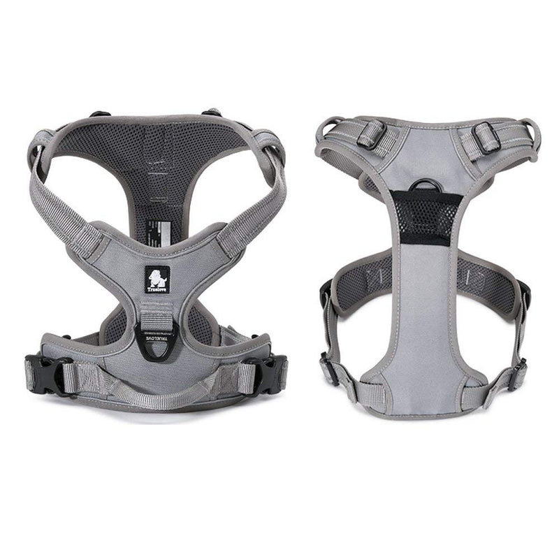 TRUE LOVE Adjustable No-Pull Dog Harness Reflective Pup Vest Harnesses Comfortable Control Brilliant Colors Truelove TLH5651(Gray,L) L Gray - PawsPlanet Australia