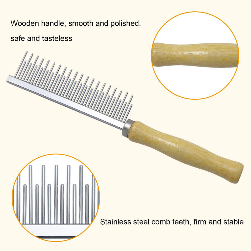 Wooden Handle Grooming Comb for Dogs Cats Pet（Multitooth） Long & Short Teeth Comb - PawsPlanet Australia