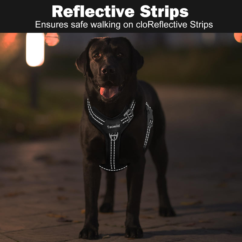 No Pull Dog Harness - Adjustable Reflective Dog Vest with Metal Snap, Soft Breathable Mesh No Choke Puppy Harness, Easy to Put on & Take Off (Black-M) Black Medium - PawsPlanet Australia