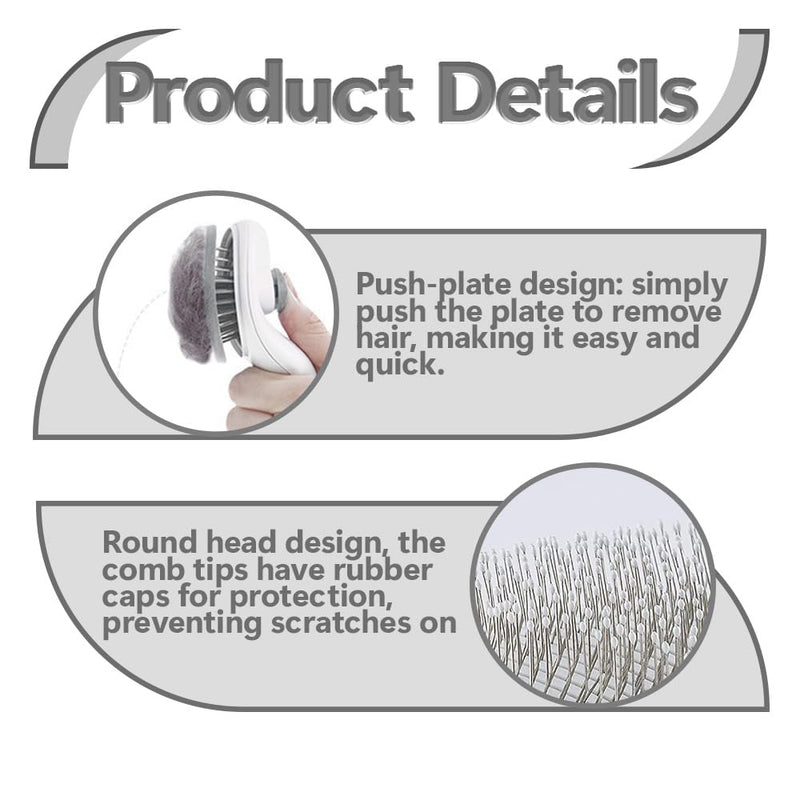 Cat Brush for Shedding & Grooming, Self-Cleaning Cat Slicker Brush with Push Button | Gentle Deshedding & Dematting Tool for Short & Long Hair Cats and Dogs | Massaging Pet Hair Remover for Loose Fur - PawsPlanet Australia