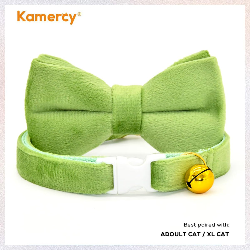 Cat Collars Bow, Sage Green Velvet Cat Collar, Safety Breakaway Cat Collar XX-Small - PawsPlanet Australia