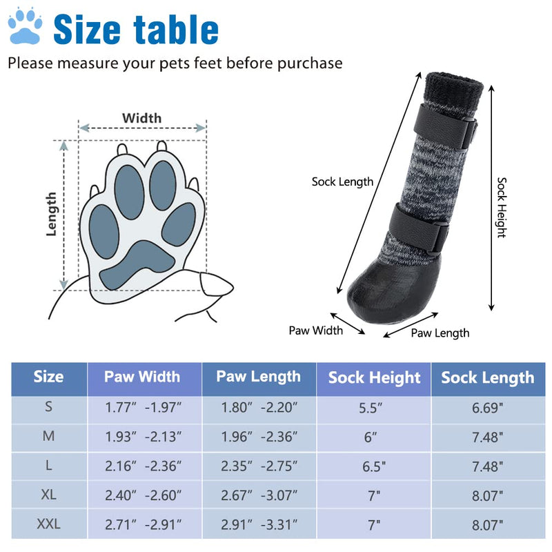 KOOLTAIL Dog Socks Anti-Slip Dog Boots with Straps Traction Control, Paw Protection Sets for Indoor Hardwood Floors & Outdoor, Fits Small Medium Large Dogs Medium (Pair of 2) Grey