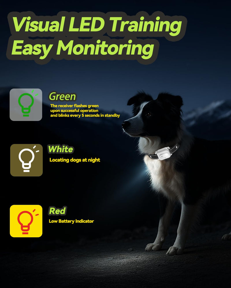 Dog Shock Collar, Dog Training Collar with Remote Control 3300FT Range, Electric Collar with Smart Light, Rechargeable Waterproof E Collar with for Small Medium Large Dogs(2pc-BB) - PawsPlanet Australia