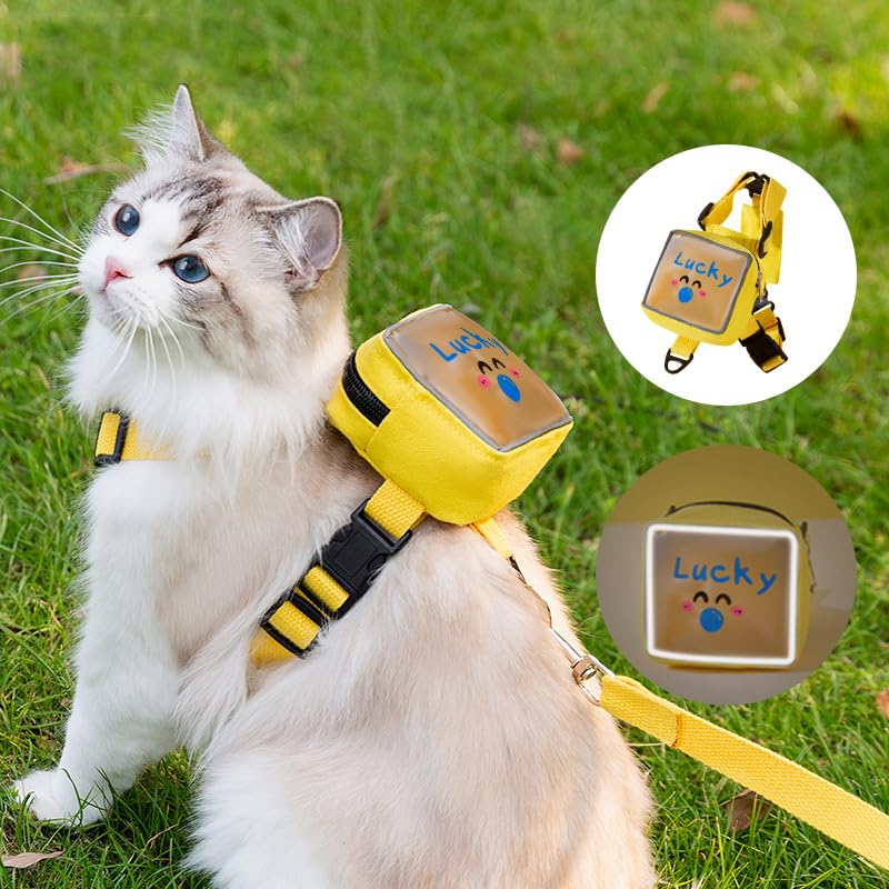 Dog Harness Backpack Cute Small Dog Vest Harness and Leash Set Plaid Soft Mesh Dog Harness with Adjustable Travel Food Back Pack Carrier Bags for Puppy Small Tiny Medium Large Dogs (Yellow, Medium) Yellow - PawsPlanet Australia