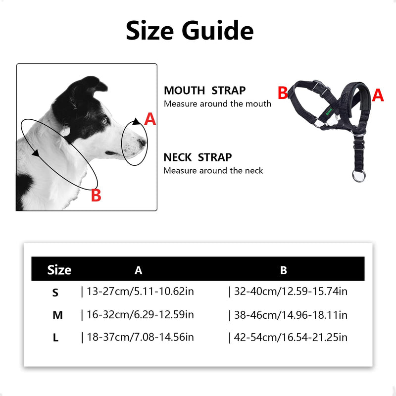 ILEPARK Dog Head Collar with Safety Strap, Head Harness for Dogs to Stop Pulling, Adjustable and Easily Control (M, Black) M