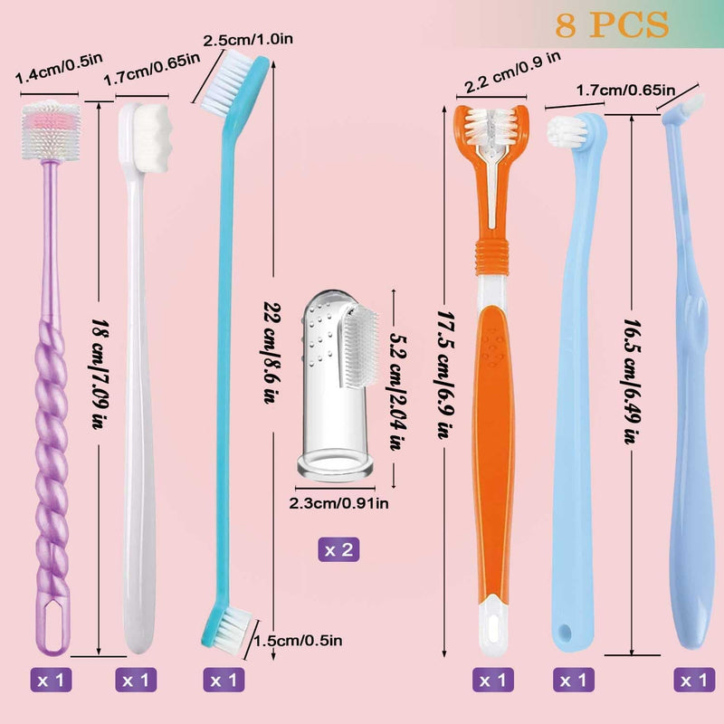 Dog Toothbrush Set,Finger Rubber Toothbrushes/Double Head Pet Tooth Brush/Triple Head Dog Toothbrushes/360º Cat Toothbrush/Multi-Angle Dental Cleaning Brushes Kit for Puppy Kitten Oral Hygiene,8 Pack - PawsPlanet Australia