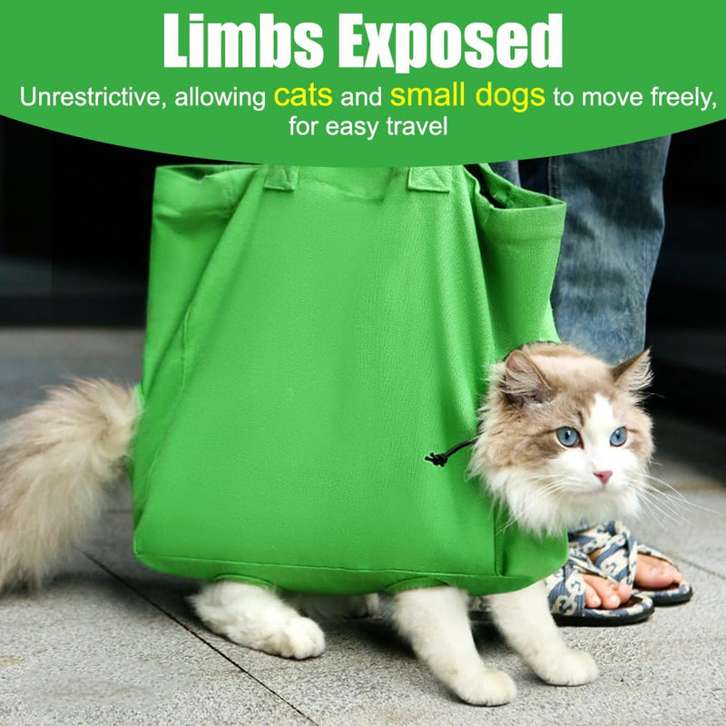 Cats Carrying Bag, Adjustable Pet Shoulder Bag with Holes for Cat's Legs & Head Movement for Walk Support Cats Dogs Green - PawsPlanet Australia