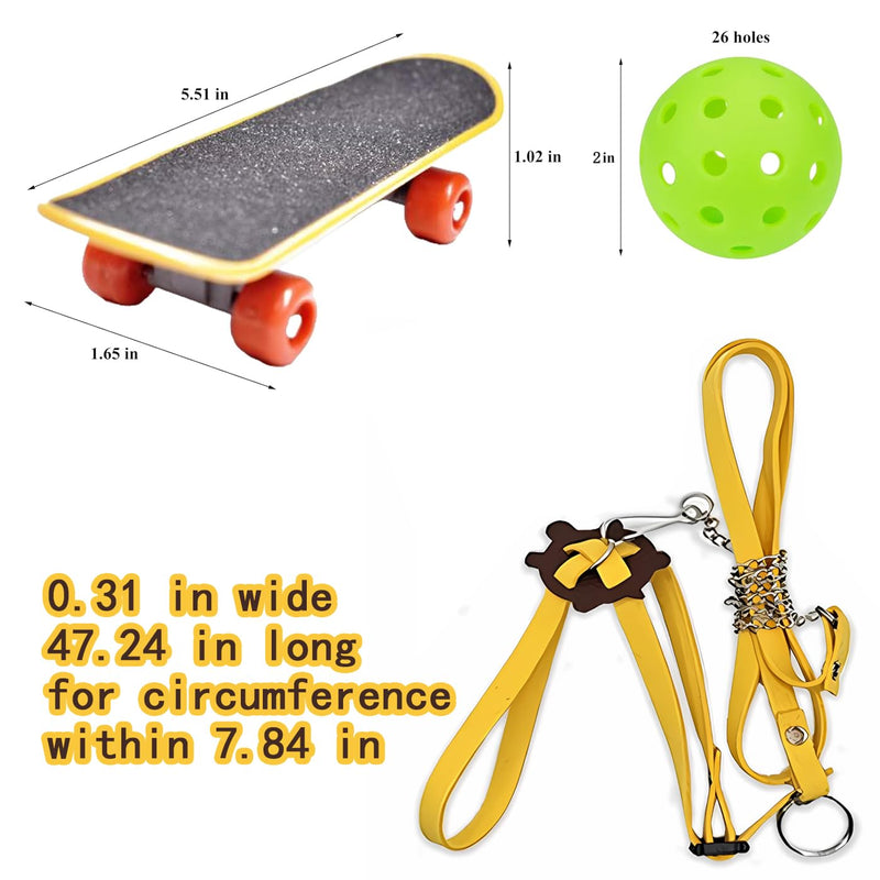 Turtles Playing and Training Toys Set, 1 Adjustable Tortoise Leash 2 Reptile Skateboards 2 Treat Ball, Turtle Fast Skate Accessory Funny Pet Mini Walking Skateboards for Parrot(Yellow Small) Yellow Small - PawsPlanet Australia