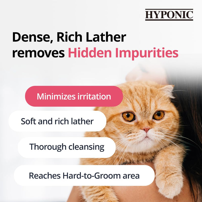 HYPONIC Hypoallergenic Premium Shampoo for All Cats - Fragrance Free Cat Shampoo for Dry Skin, Dandruff, Allergy (Scented 10.1 oz) Scented 10.1 oz - PawsPlanet Australia