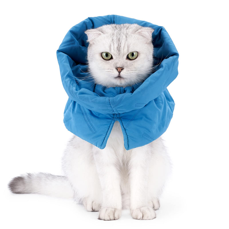 Cat Recovery Collar, Adjustable Soft Cone for Wound Protection After Surgery, Polyester Elizabethan Neck Scarf for Cats and Small Dogs (Lake Blue, M) Lake blue