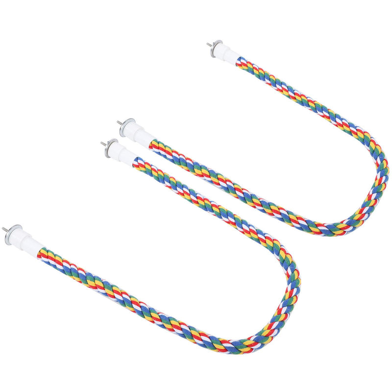 2PCS 60cm/23.6in Bird Rope Perch, 1.8cm Soft Cotton Parakeet Perches, Colorful Bird Cage Accessories with Fixing Screws for Birds to Chew and Stand On - PawsPlanet Australia