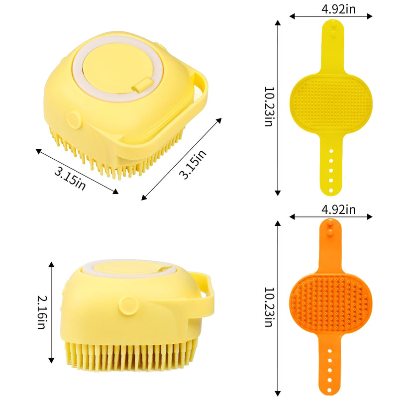 Comotech 6PCS Dog Bath Brush & Dog Toothbrush | Adjustable Handle Shampoo Brush & Scrubber for Short & Long Haired Dogs & Cats | Effectively Solve Odor & Stain Removal Problems (Orange Yellow Yellow) Orange Yellow Yellow - PawsPlanet Australia