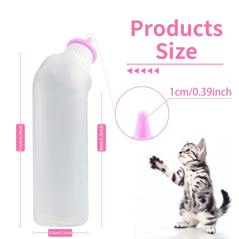 5Pack Kitten Bottle for Nursing Puppy Milk Kitten Bottles Feeding Kit Silicone Nipple for Newborn Pets Kittens, Puppy,Squirrel (Pink) - PawsPlanet Australia