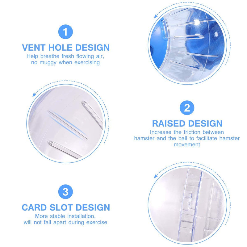 Hamster Exercise Ball Silent Hamster Wheel Small Animals Transparent Ball for Dwar Rat Relieves Boredom and Increases Activity (6 inch, Blue) 6 inch - PawsPlanet Australia