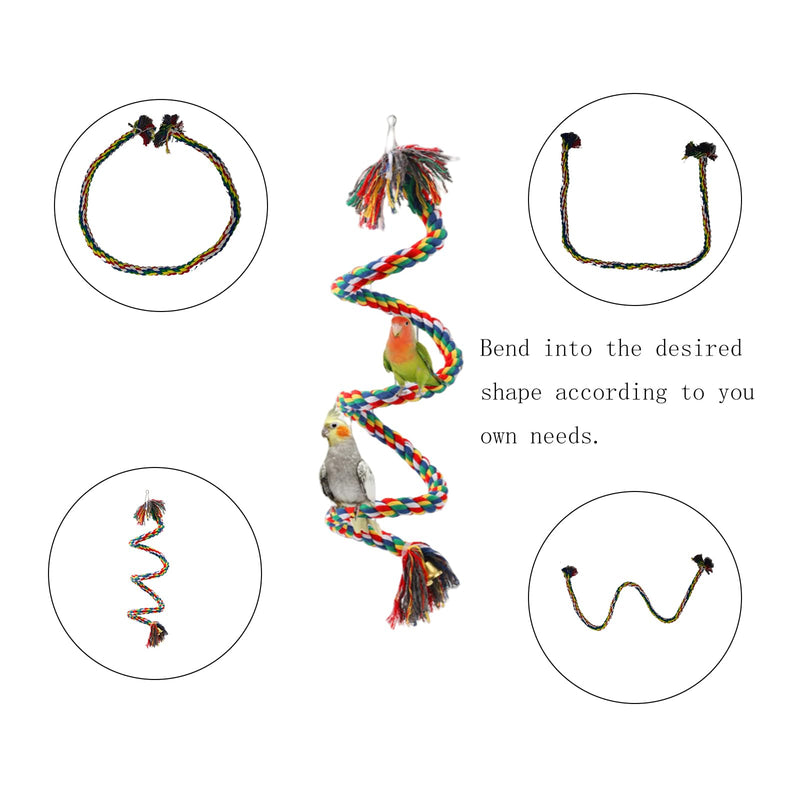 Bird Rope Perch & Birds Swing Set - Bird cage Accessories, 40‘’ Rope perches for Conures, Parrots,Cockatiel,Lovebird,Budgerigar,Parakeet perches for cage,Birds perches multicolour swing - PawsPlanet Australia