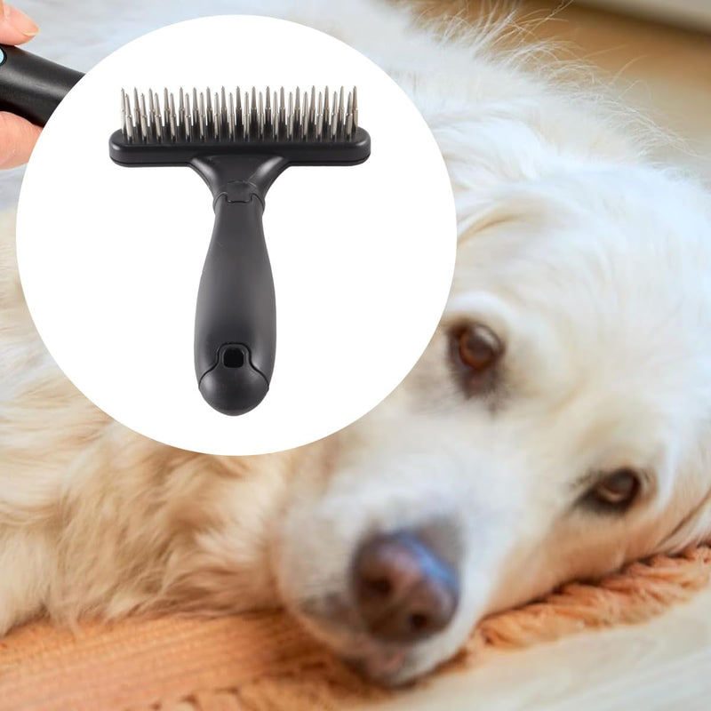 Namvo Carpet Rake, Portable Pile Lift & Undercoat Rake for Dogs, Pet Hair Remover, Double Row Stainless Steel Pins (Blue)
