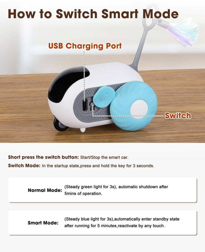 Cat Toys for Indoor Cats, Smart Interactive Cat Toy with Two-Speed Adjustment, Remote Control USB Rechargeable Automatic Cat Exercise Toys for Bored Indoor Adult Cats Kittens (Blue) Blue - PawsPlanet Australia