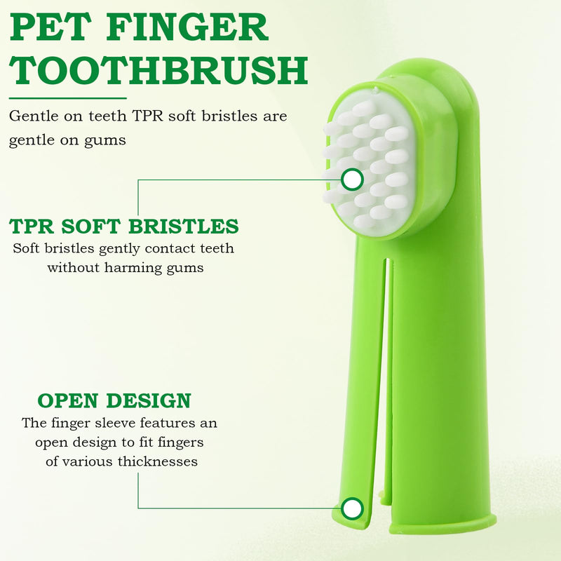 Dog Toothbrush Set, Includes Two Triple-Headed Toothbrushes, Four Finger Toothbrushes, and Two Double-Headed Toothbrush, Suitable for Dogs, Cats, and Other Pets