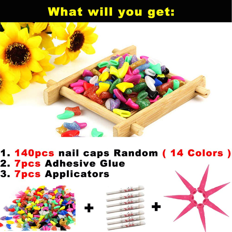 VICTHY 140pcs (14 Colors) Cat Nail Caps, Cat Claw Covers Cat Nail Covers with Adhesives and Applicators (Medium) Medium - PawsPlanet Australia