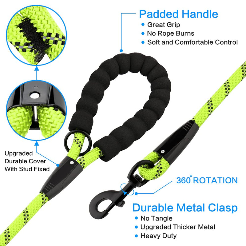 Plutus Pet Long Rope Dog Leash, with Comfortable Padded Handle, Reflective Nylon Heavy Duty Rope Leash, 15FT 20FT 30FT Dog Training Leash for Small Medium Large Dogs (20FT, Green) 2/5"x20' - PawsPlanet Australia
