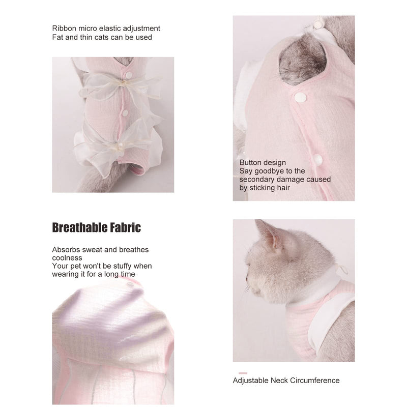 Sonew Recovery Suit for Cats After Surgery, Breathable Gauze Cotton Bandage for Cats and Licking Protection – Ideal Healing Clothing (L) L