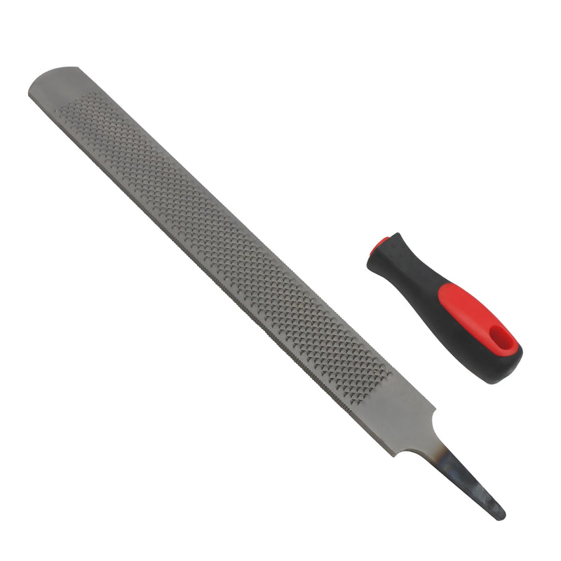 Double-Sided Hoof Rasp, 12'' Farrier File Tool with Ergonomic Rubber Handle, Carbon Steel Horseshoe File for Trimming Horse Goat Cow Donkey Hooves – Heavy-Duty Animal Hoof Care Tool 12''