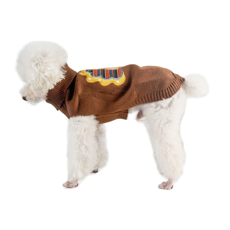 NACOCO Dog Sweater with Hole Thanksgiving Classic Knitwear Pup Dog Shirts Turkey Pattern Dog Dress Warm Winter Pet Clothes for Small Dogs 2X-Large - PawsPlanet Australia
